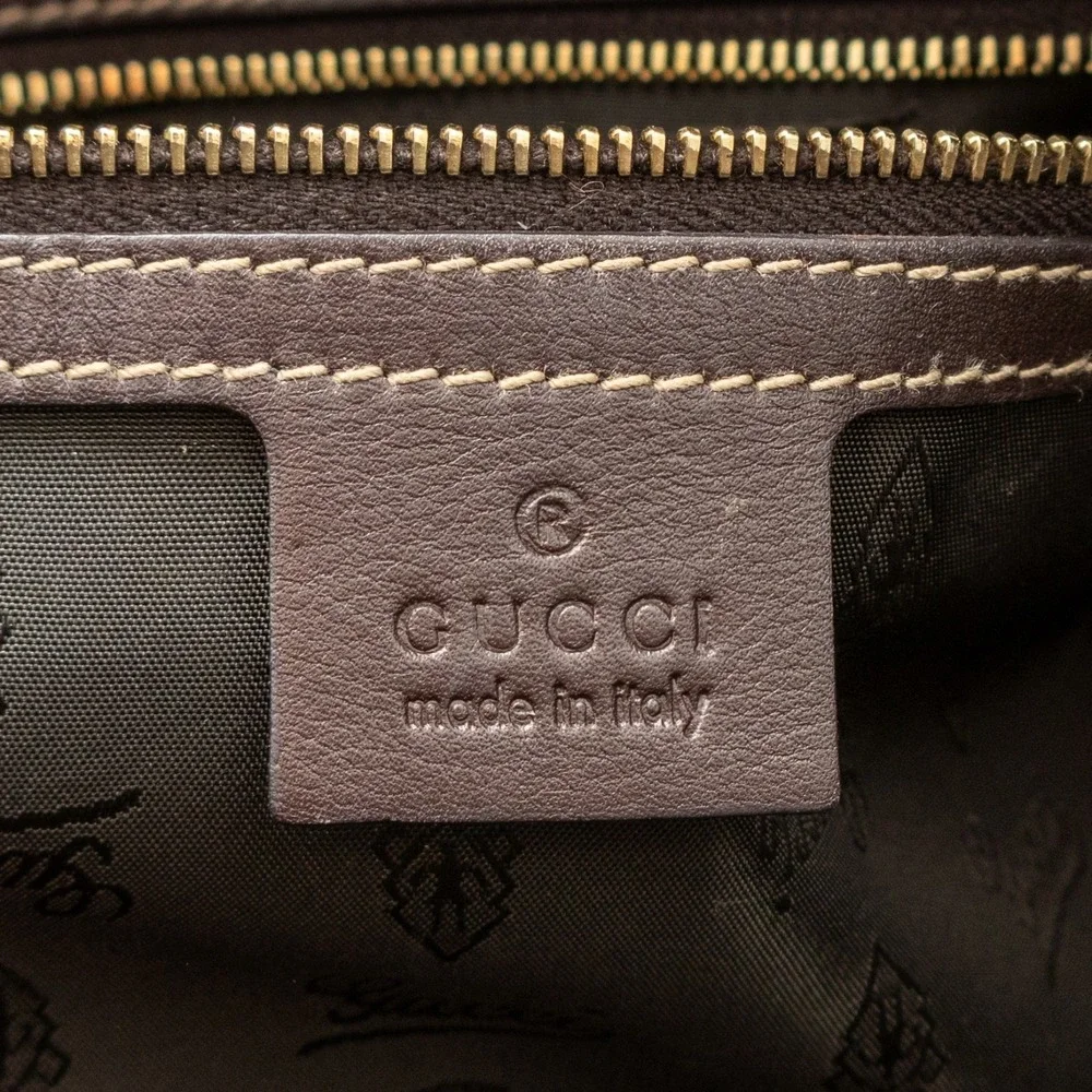 Authentic Gucci Monogram Crystal Canvas Hysteria Hobo Shoulder Bag Brown